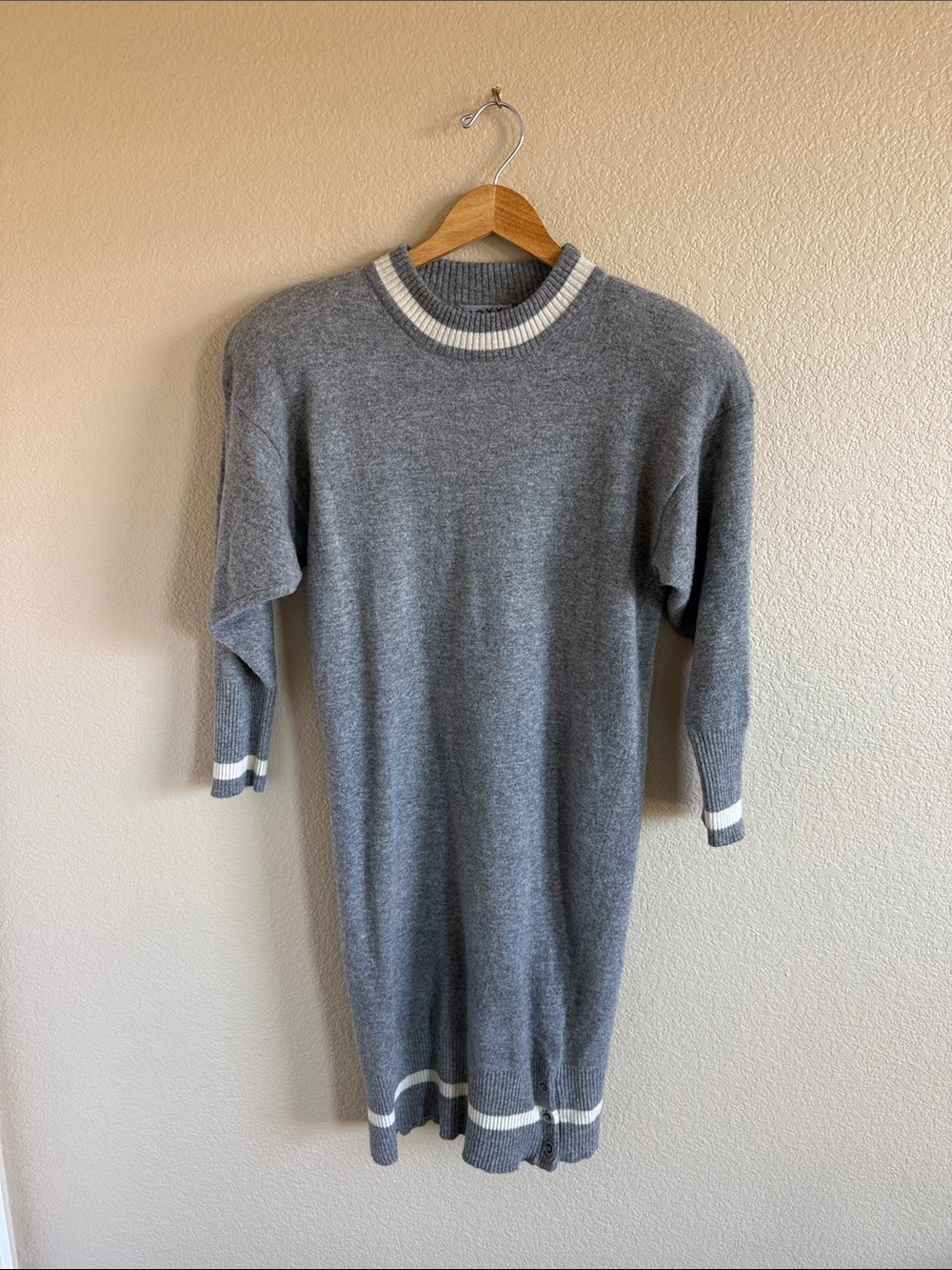 Vintage  Grey Crewneck Mexx Sweater Dress with Contrast Trim